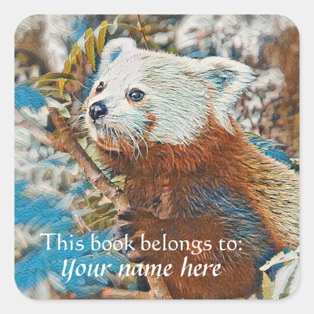 Red Panda "This book belongs to" Sticker (Front)