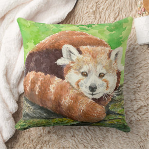 Red panda throw pillow