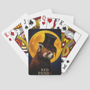 Red Panda Top Hat Gothic Surreal Playing Cards