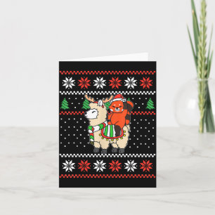 Red Panda Ugly Christmas Sweater Reindeer Llama Ri Card