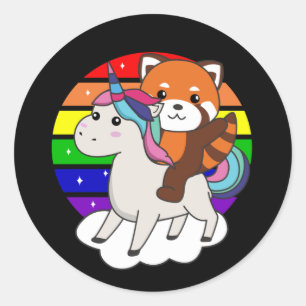 Red Panda Unicorn Rainbow Animals Pandas Unicorns  Classic Round Sticker