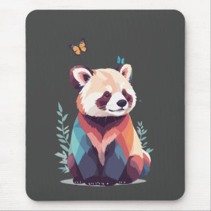 Red Panda Vector Painting Adorable Fun Animal Play Mouse Pad