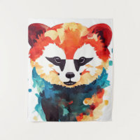 Red Panda Wild Nature Animal Color Art Painting