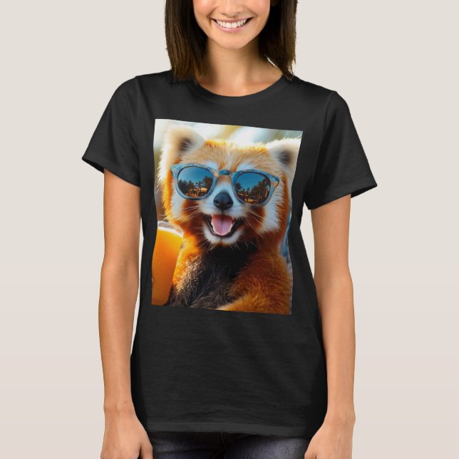 Red panda with cool sunglasses T-Shirt (Front)