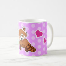Red Panda With Hearts And Pink Polka Dots