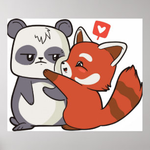 Red panda with panda poster