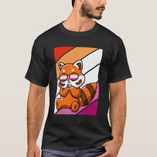 Red Panda With Pride Lesbian Flag LGBTQ Proud Ally T-Shirt