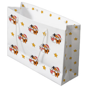 Red Panda With Snowman In Winter For Christmas Large Gift Bag