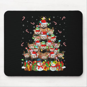 Red Panda Xmas Lighting Tree Santa Red Panda Chris Mouse Pad