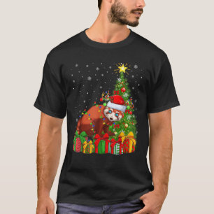 Red Panda Xmas Tree Lighting Santa Hat Red Panda C T-Shirt