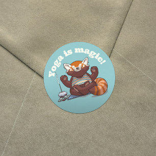 Red Panda Yoga Is Magic! Animal Meditation Artwork Classic Round Sticker