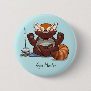 Red Panda Yoga Master Student Gift Animal Artwork 2 Inch Round Button