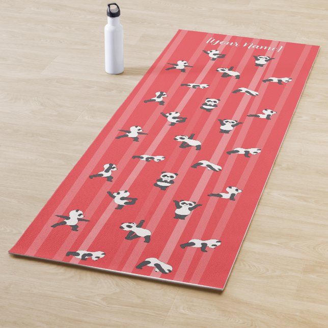 Red Panda Yoga Mat Custom Name Same on Both Sides (In Situ)