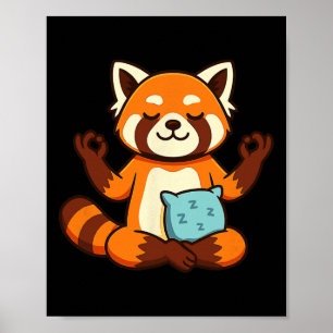 Red Panda Yoga Zen Meditation Design Poster
