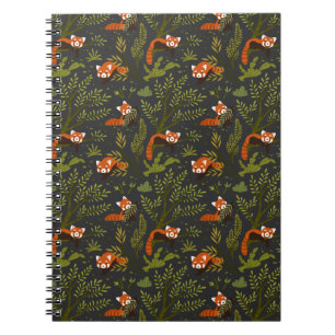 Red Pandas in the Forest Black Notebook