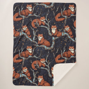Red Pandas in Trees Sherpa Blanket