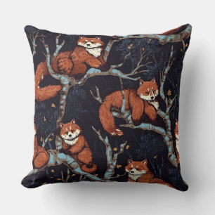 Red Pandas in Trees Throw Pillow