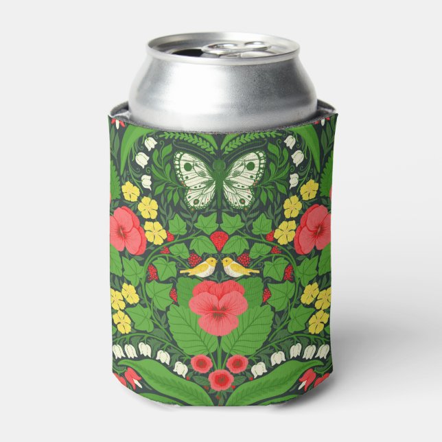 Red pansies, birds and butterflies can cooler (Can Front)