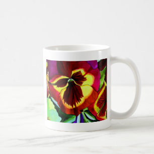 Red pansies watercolor flower original art coffee mug