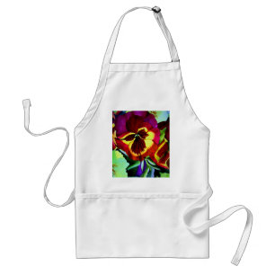 Red pansies watercolor flower original art standard apron