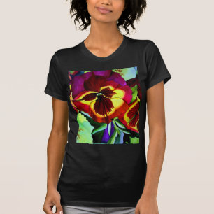Red pansies watercolor flower original art T-Shirt