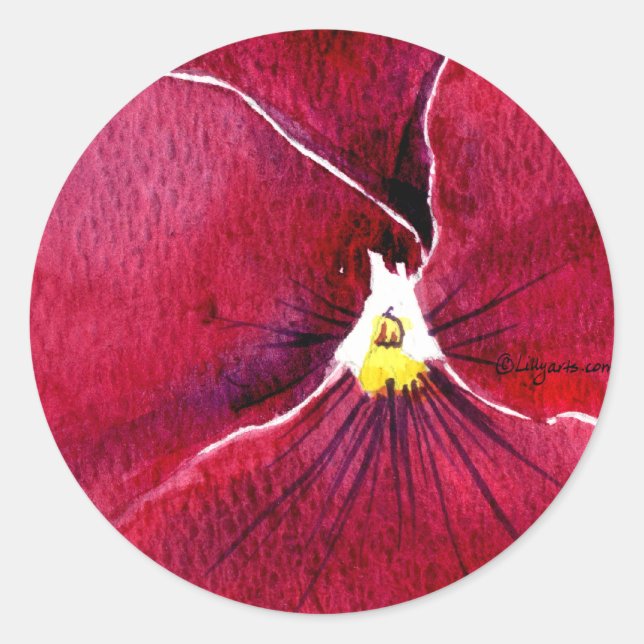Red Pansy Wedding Stickers Envelope Seals (Front)