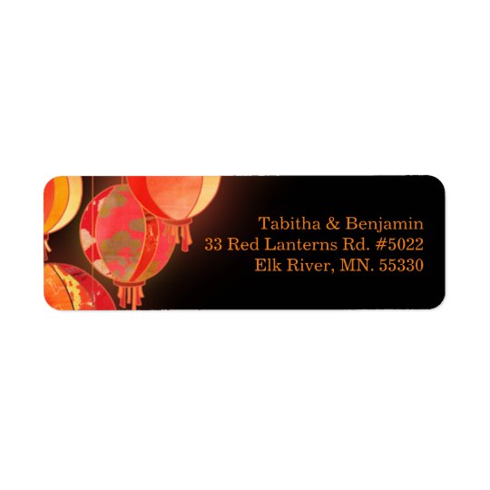 Red Paper Lanterns Black Wedding Address Return Address Label