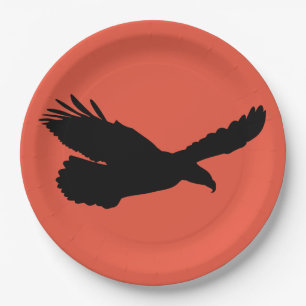 Red Paper Plates with Flying Eagle - Choose Colour