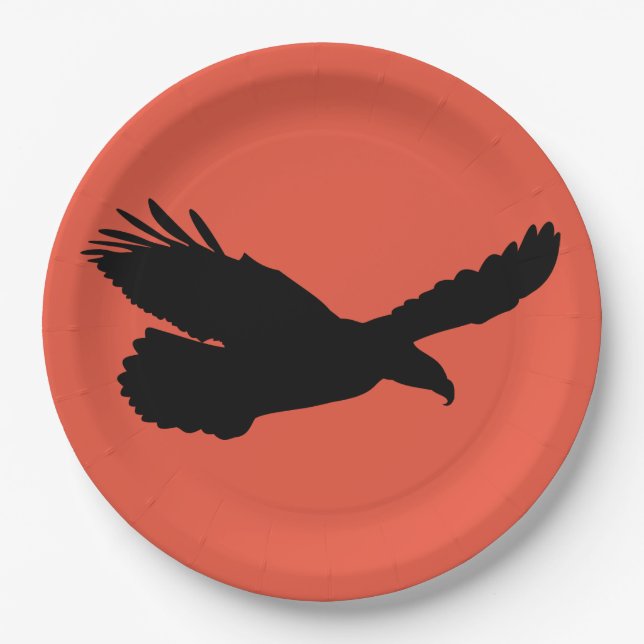 Red Paper Plates with Flying Eagle - Choose Colour (Front)