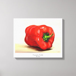 Red Paprika classic vegetable still life oil paint Canvas Print