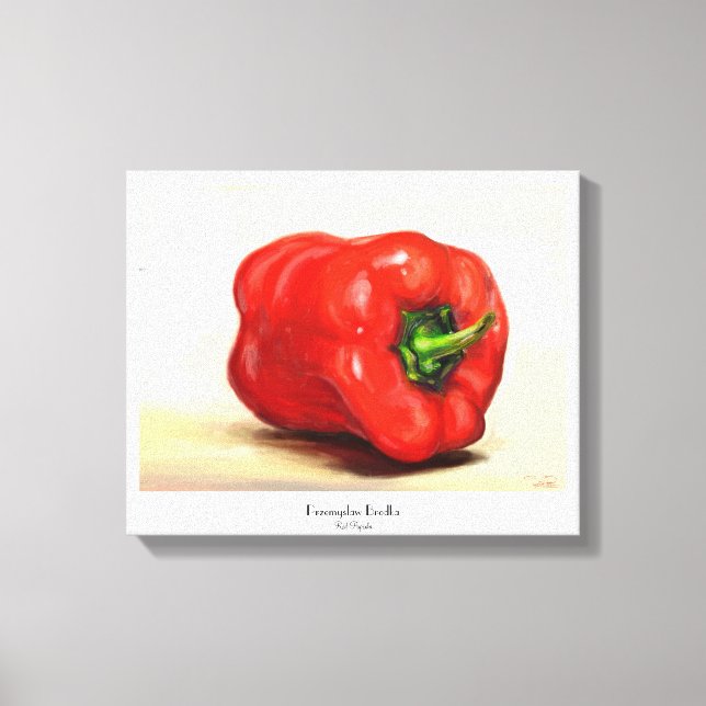 Red Paprika classic vegetable still life oil paint Canvas Print (Front)