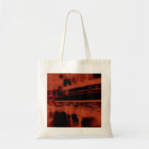 Red Paris night. Cool blurry motion of people Tote Bag