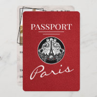 Red Paris Passport Save The Date