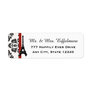 Red Parisian Damask Eiffel Tower