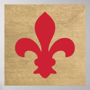 Red Parisian Moods Fleur de Lys Poster
