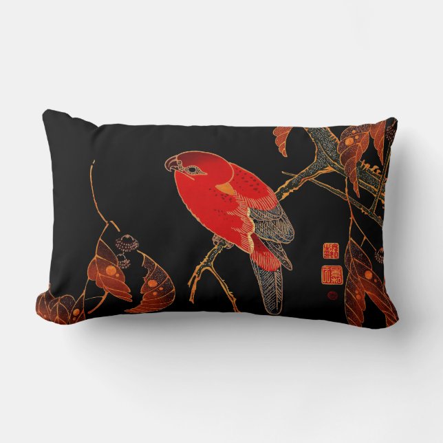 Red Parrot Fine Art Lumbar Pillow (Front)