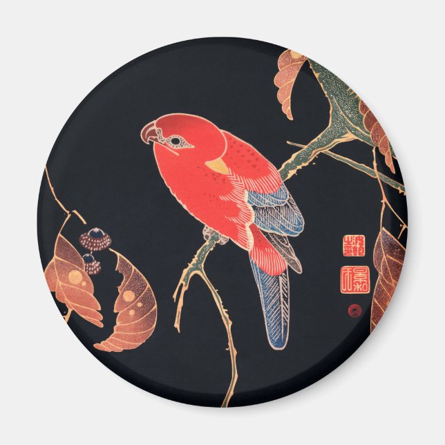 Red Parrot on the Branch of a Tree by Ito Jakuchu Magnet (Front)