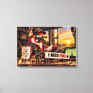 Red Parrot Truck Driver I Need Fuel Funny Trucker  Canvas Print