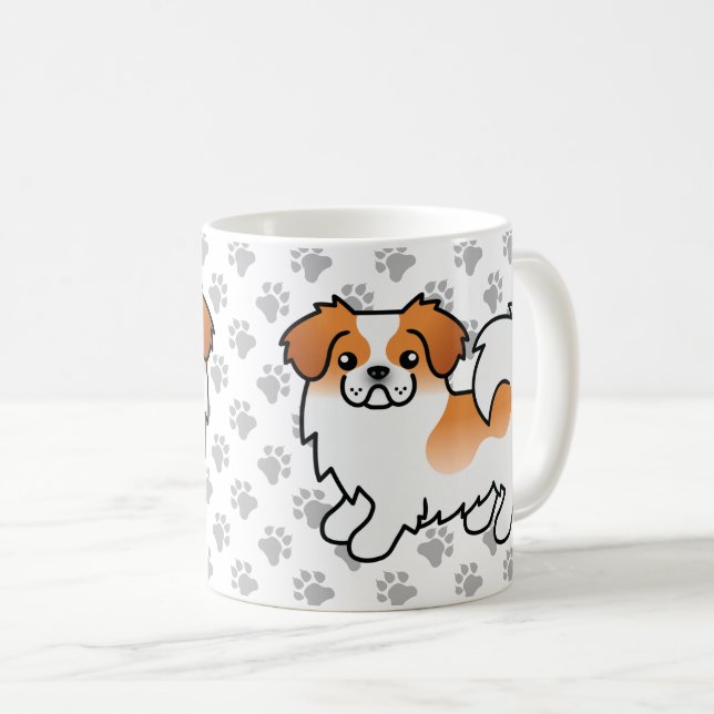 Red Parti-Colour Tibetan Spaniel Cute Cartoon Dog Coffee Mug (Front Right)