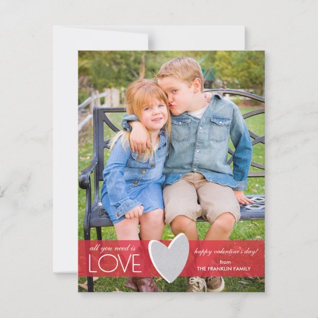 Red Parties scintillant Love Valentine's Day Carte (Devant)