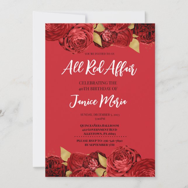 Red Party Leopard Invitation d'anniversaire (Devant)