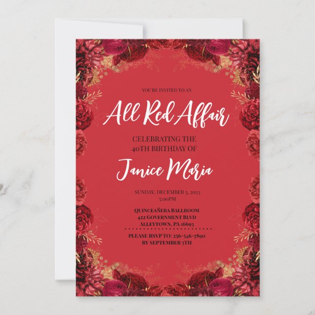 Red Party Leopard Invitation d'anniversaire (Devant)