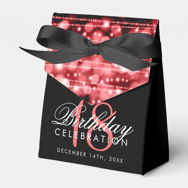 Red Party Sparkles 18th Birthday Favour Favor Box (Front Side)