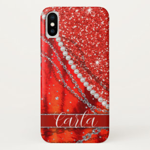 Red passion Christmas - chains, fur and perles Case-Mate iPhone Case