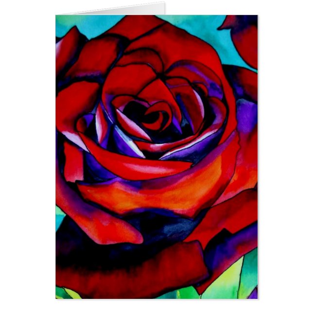 Red passion rose original watercolor art (Front)