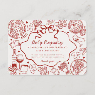 Red Pasta Special Delivery Italian Baby Registry Enclosure Card