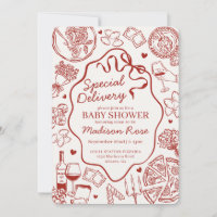 Red Pasta Special Delivery Italian Baby Shower