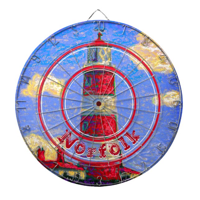 Red Pastel Lighthouse in Norfolk, UK Dartboard (Front)