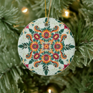 Red Patchwork Ceramic Ornament