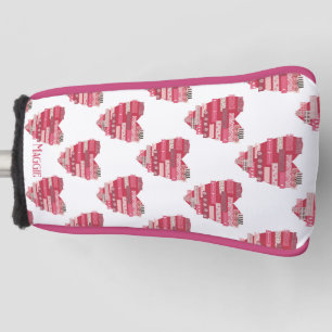 Red Patchwork Hearts Golf Head Cover